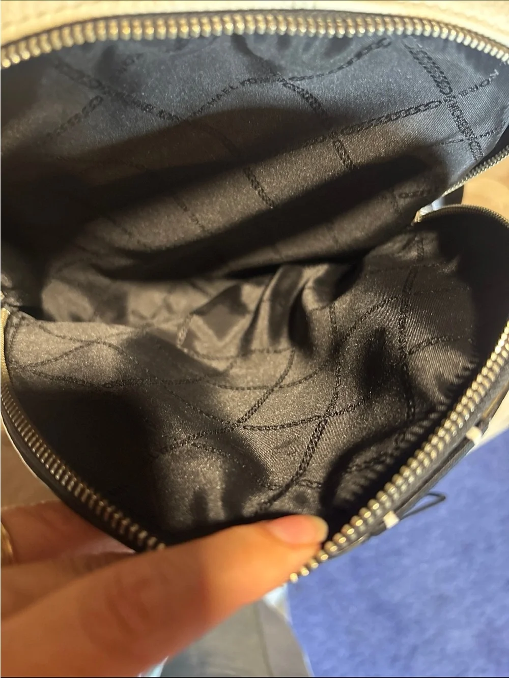 Michael Kors Black and White Logo-Strip Backpack